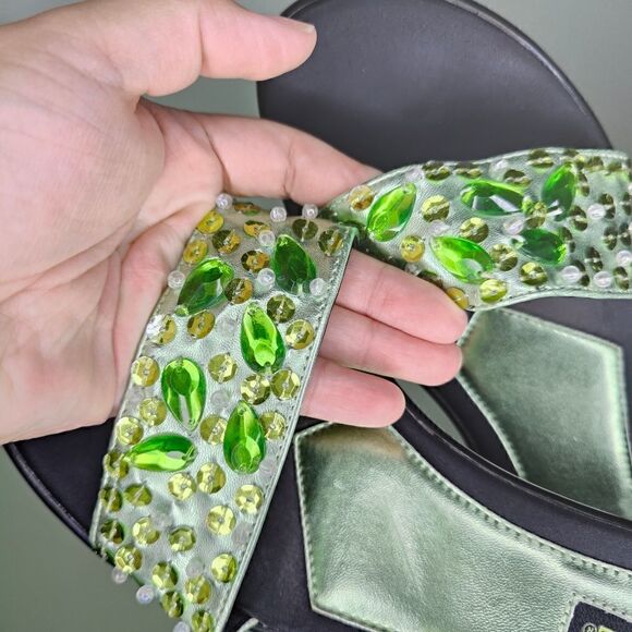 Connie Bling Green Y2K Platform Sandals - Picture 11 of 12